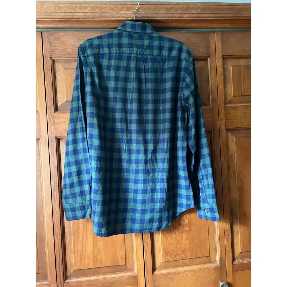 NWT J. Crew Men's Classic Plaid Flannel Shirt New Blackwatch Navy Green Size M